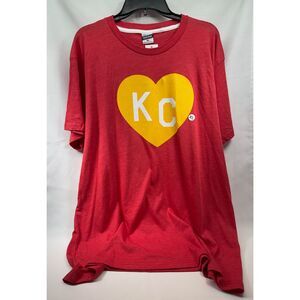 NWT Charlie Hustle KC Heart Red Gold T-Shirt XL Kansas City Unisex Retro
